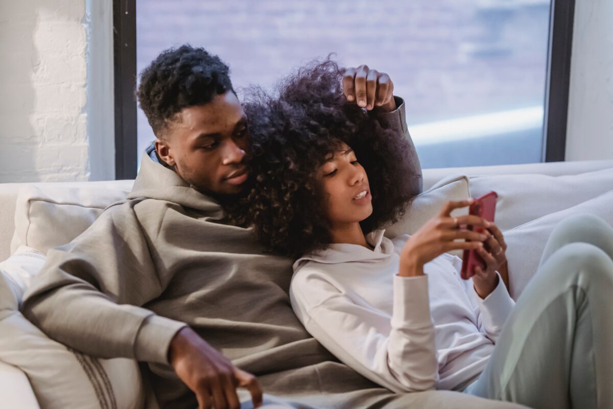 young couple on the sofa